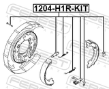 Febest 1204-H1R-KIT Brake Shoe Fitting Kit (Set For Two Sides)