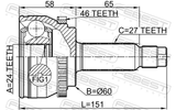 Febest 2210-SOUA46 Outer CV Joint 24X60X27