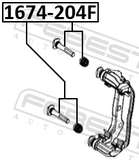 Febest 1674-204F Front Caliper Slide Pin