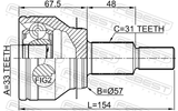 Febest 0510-KEMT Outer CV Joint 33X57.3X31