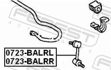 Febest 0723-BALRL Rear Left Stabilizer Link / Sway Bar Link