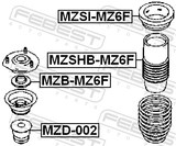Febest MZB-MZ6F Front Shock Absorber Bearing