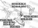 Febest MZAB-BLBLH Rear Bushing, Front Left Control Arm (Hydro)