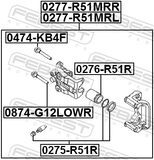 Febest 0276-R51R Rear Caliper Piston D38.1