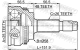 Febest 0110-ZRE144A48 Outer CV Joint 25X58X26