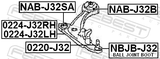 Febest NAB-J32SA Front Bushing, Front Control Arm
