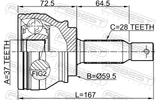 Febest 0410-CW6 Outer CV Joint 37X59.5X28
