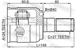 Febest 1211-CRE20LH Inner CV Joint Left 24X40X27