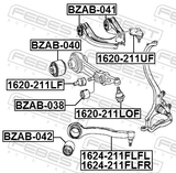 Febest BZAB-042 Front Arm Bushing (Hydro)