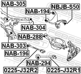 Febest NAB-305 Rear Crossmember Bushing