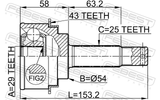 Febest 0410-H76A43 Outer CV Joint 29X54X25