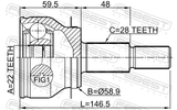 Febest 0510-BMAT Outer CV Joint 22X58.9X28