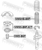 Febest VWSS-B8F-KIT Front Shock Absorber Mounting, Repair Kit