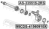 Febest AS-335515-2RS Axle Shaft Bearing 33X55X15