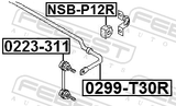 Febest 0299-T30R Stabilizer Rear D18.8