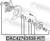 Febest DAC42763538-KIT Front Wheel Bearing Repair Kit 42X76X35X38