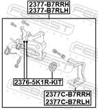 Febest 2376-5K1R-KIT Repair Kit, Rear Caliper Piston With Mechanism D38