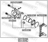 Febest 0477-V97RL Rear Left Brake Caliper Assembly (With Bracket)