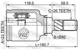 Febest 0211-F15E Inner CV Joint 23X40X26