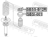 Febest SBSI-001 Rear Spring Upper Seat