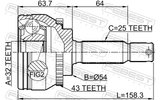 Febest 0410-EA3A43 Outer CV Joint 32X54X25