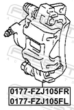 Febest 0177-FZJ105FL Rear Left Brake Caliper Assembly (With Bracket)