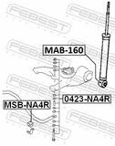 Febest MAB-160 Bushing, Rear Shock Absorber
