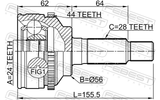 Febest 0510-TRIBA44 Outer CV Joint 24X56X28