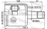 Febest 2711-S40IILH Inner CV Joint Left 26X31X26