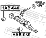 Febest HAB-039 Bushing, Front Lower Control Arm