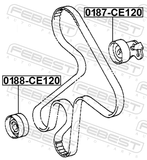 Febest 0188-CE120 Pulley Idler Timing Belt