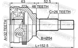 Febest 2010-SEBA46 Outer CV Joint 32X54X26