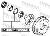 Febest DAC386433-36KIT Rear Wheel Bearing Repair Kit 38X64X33X36
