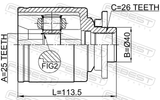 Febest 0511-B25LH Inner CV Joint Left 25X40X26