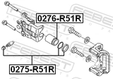 Febest 0275-R51R Rear Brake Caliper Repair Kit (Set For Two Sides)
