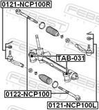 Febest 0121-NCP100L Steering Tie Rod End Left