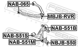 Febest NAB-S51B Rear Bushing Without Bracket, Front Control Arm (Hydro)