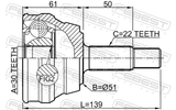 Febest 1510-001 Outer CV Joint 30X51X22