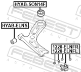 Febest 1220-ELNFR Front Lower Ball Joint Right