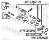 Febest 0175-ACU15R Rear Brake Caliper Repair Kit (Set For Two Sides)