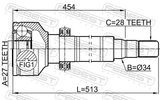 Febest 2711-XC60S6RH Inner CV Joint Right 27X34X28