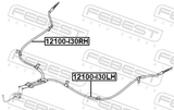 Febest 12100-I30LH Parking Brake Cable, Left