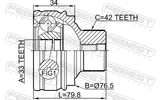 Febest 1710-Q520MT Outer CV Joint 33X76.5X42