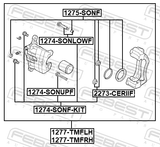 Febest 1277-TMFRH Front Right Brake Caliper Assembly (With Bracket)