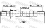 Febest 1212-IX35AT4WD Axle Half Shaft Right 27X422X26