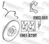 Febest 1903-001 Anti-Rattle Spring, Disc Brake Pads