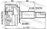 Febest 0110-AXVA70 Outer CV Joint 33X61X26
