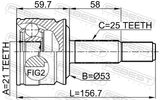 Febest 0410-Z36 Outer CV Joint 21X53X25