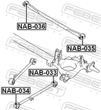 Febest NAB-034 Front Bushing, Rear Trailing Arm
