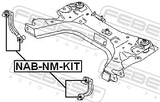 Febest NAB-NM-KIT Front Rod Bushing Kit